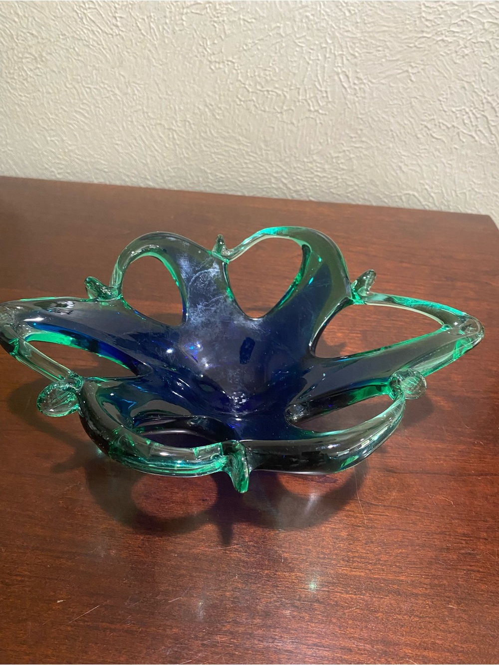 Vintage, Murano Italian Art Glass Bowl with Blue and Green Tones